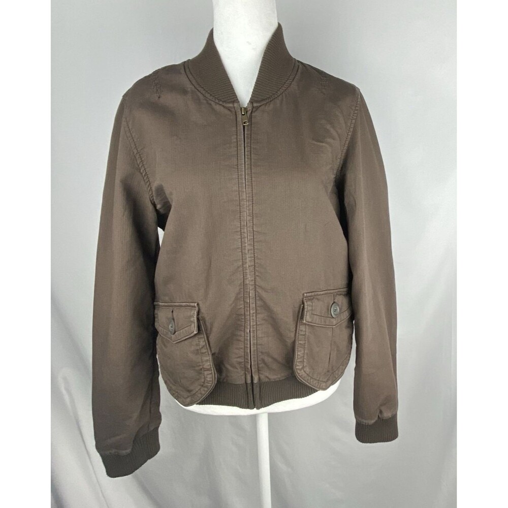 Vintage Old Navy‎ Bomber Jacket Women's size Large 100% Cotton Brown Y2k